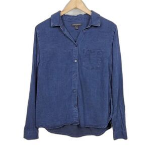 Banana Republic Denim Blouse Button Down Womans Size S Blue Collared Long Sleeve